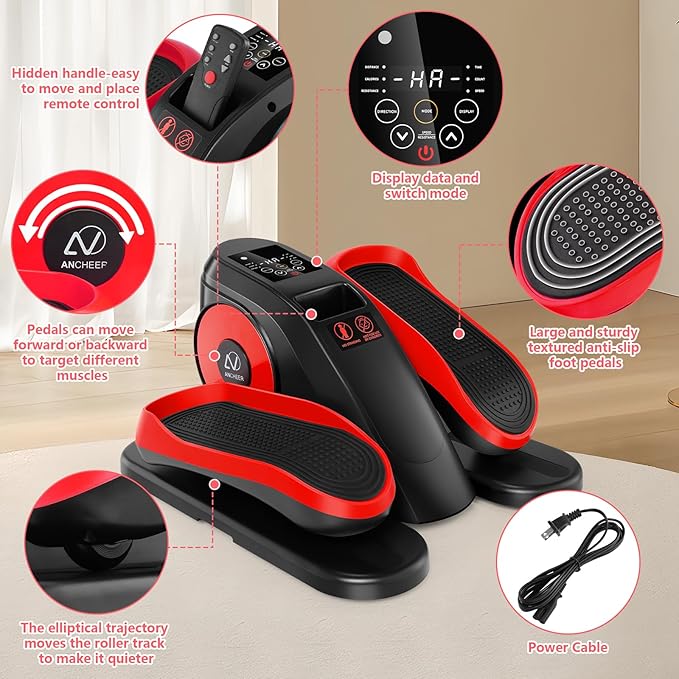 ANCHEER Under Desk Elliptical, Ellipse Leg Exerciser for Seniors Fully Assembled , Electric Seated Pedal Exerciser with Remote Control & 12 Adjustable Speed/Resistance