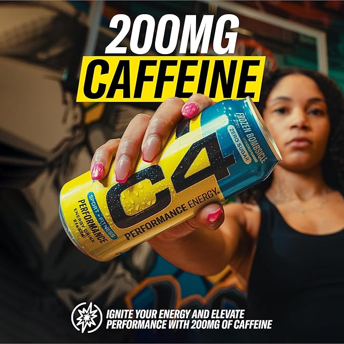 C4 Energy Carbonated Zero Sugar Energy Drink, Pre Workout Drink + Beta Alanine, Orange Slice, 16 Fl Oz (Pack of 12)