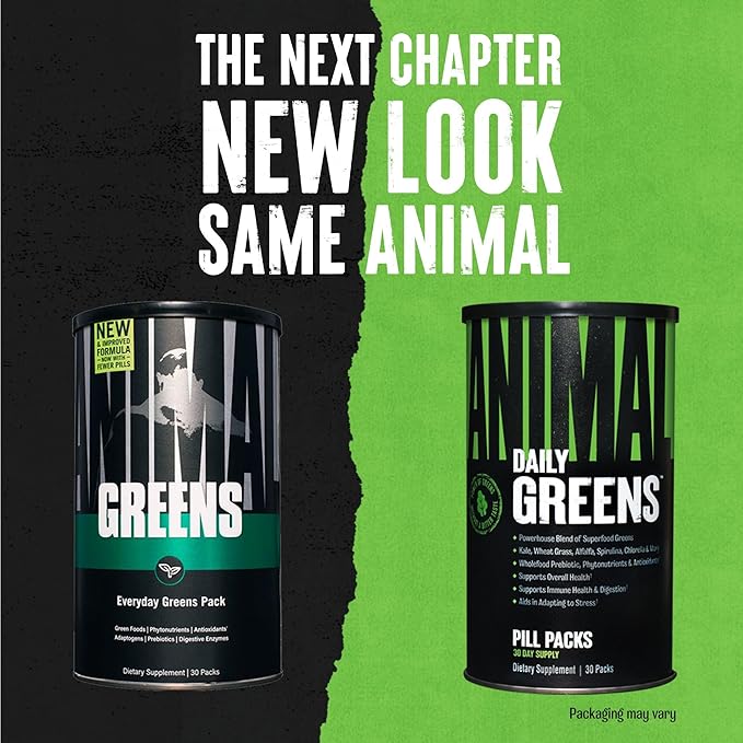Animal Daily Greens Pill Packs - Kale, Wheat Grass, Alfalfa & More - Convenient Prebiotic and Probiotic Superfood Blend for Superior Digestion, Gut Health, and Immunity For Men & Women - 30 Day Supply