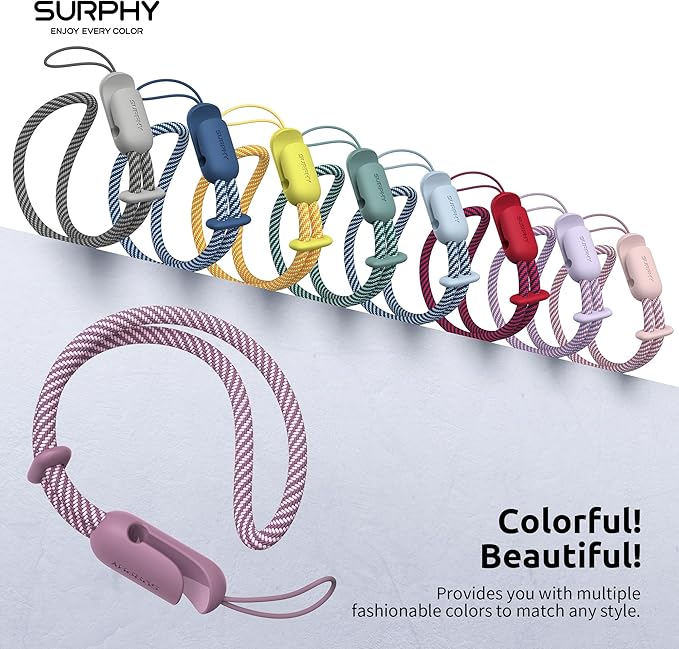 SURPHY 2 Pack Phone Lanyard for Cellphone Case, Phone Wrist Strap for Case, Cellphone Strap with 2-Color Braided, Charm Wrist Lanyard for Women, Cellphone Wrist Lanyard for Women, Pink & Lilac Purple