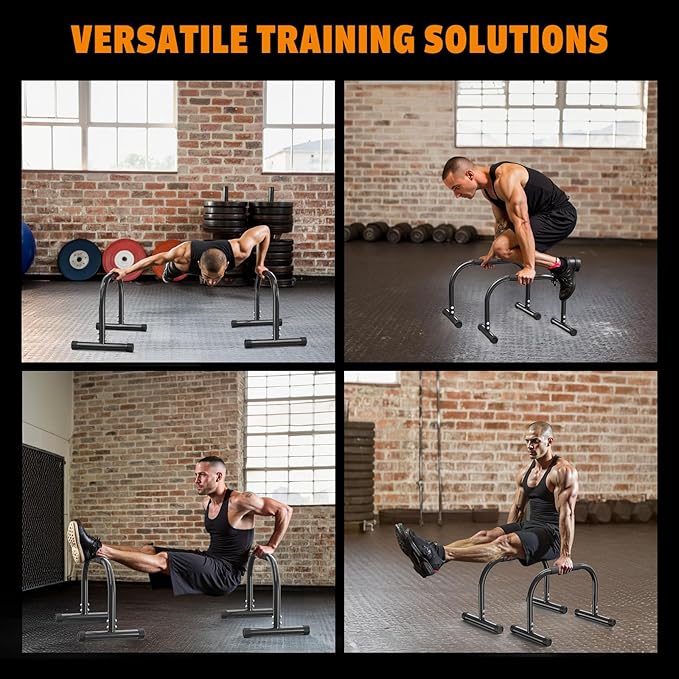 AmazeFan Parallettes Bars, 12'' High Steel Push Up Bar Strength Training For Handstands, Calisthenics Bars & Dip Bars, Calisthenic, Push Up Stands Handle for Floor Workouts Calisthenics Equipment ﻿