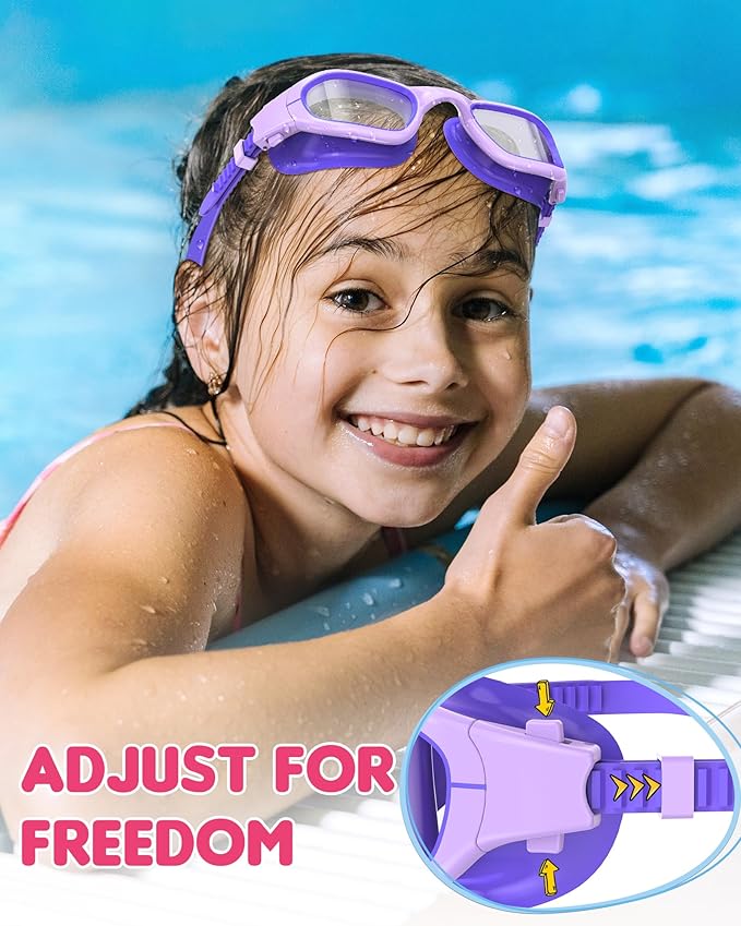 Kids Swim Goggles,Swimming Goggles for Kids 6-14, Anti-Fog UV Protection Pool Glasses for Boys Girls