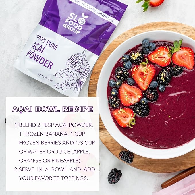 Slofoodgroup Freeze Dried Açaí Powder - Pure Acai Powder from Brazil (1 Lb Açaí), Acai Fruit Powder