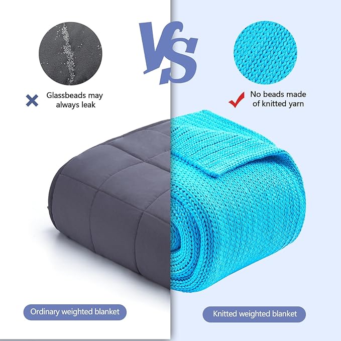 L'AGRATY Knitted Weighted Blanket - 60"x80" 15lbs Cooling Chunky Knit Heavy Blanket for Adults Braided Crochet Throw Thick Cable Yarn Knit Decorative No Beads Evenly Weighted Machine Washable