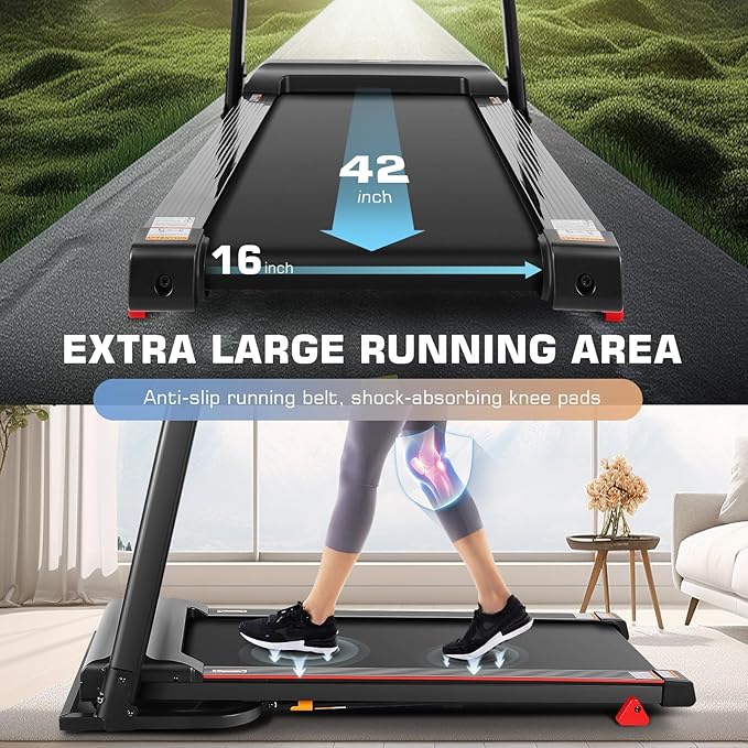 Treadmill with Desk Workstation & Adjustable Height, 300 LBS Weight Capacity, Folding Treadmill with 3 Level Incline, Bluetooth Speaker & App, Portable 2.5HP Walking Pad with Desktop for Home Office