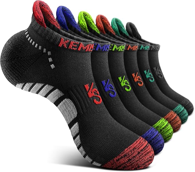 KEMISANT Men Running Socks,Active Ankle Socks No show Cushioned Footbed Arch Support