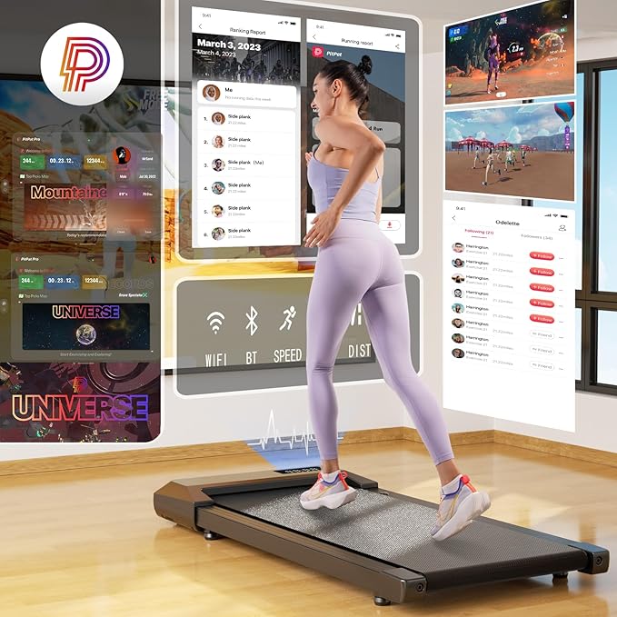 SupeRun Walking Pad, Under Desk Treadmill, 3 in 1 Portable Treadmill with Remote Control LED Display, 2.5 HP Quiet Walking Jogging Machine for Office Home Use, 300 Lbs Capacity