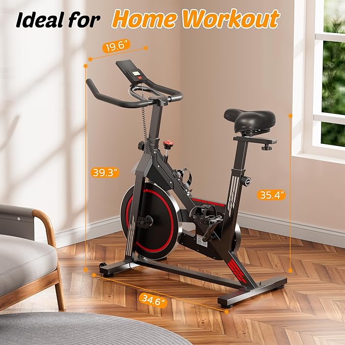 Exercise Bike Stationary Bikes for Home Cycling Bike Indoor Bike with Comfortable Seat Cushion LCD Monitor Silent Belt Drive 300 lbs Weight Capacity Heavy Flywheel