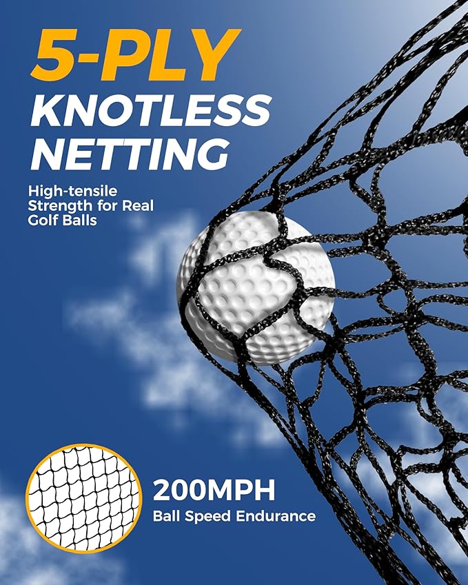 10x7ft Heavy Duty Golf Practice Net with Mat, Target Cloth, 8 Tees, 6 Balls, Carry Bag, Golf Training Net for Backyard Driving Chipping Indoor Outdoor