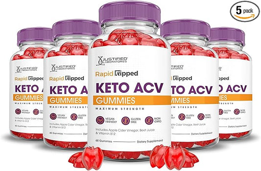 Justified Laboratories Rapid Ripped Keto ACV Gummies Advanced Formula 1000MG Rapidripped Keto Gummies Apple Cider Vinegar Formulated with Pomegranate Beet Juice Powder B12 Vegan Non GMO 300 Gummys