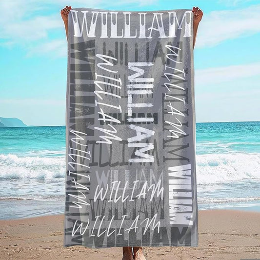 JML Personalized Beach Towel with Name, Custom Beach Towel with Name, Customized Microfiber Pool Towel, Quick Dry & Absorbent Swim Towel for Adult,Anniversary, Birthday, Summer Holiday,Vacation