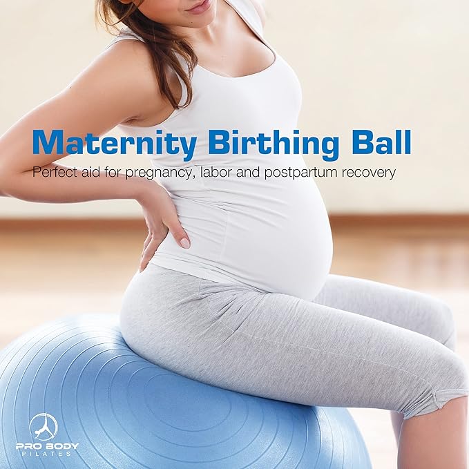 ProBody Pilates Yoga Ball - Fresh Colors Exercise Ball for Stability, Pregnancy, Workout & Physical Therapy