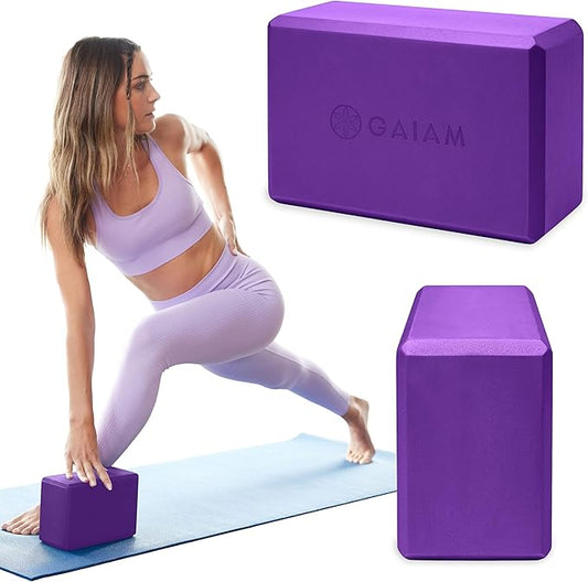 Gaiam Yoga Block - Supportive Latex-Free Eva Foam - Soft Non-Slip Surface with Beveled Edges for Yoga, Pilates, Meditation - Yoga Accessories for Stability, Balance, Deepen Stretches