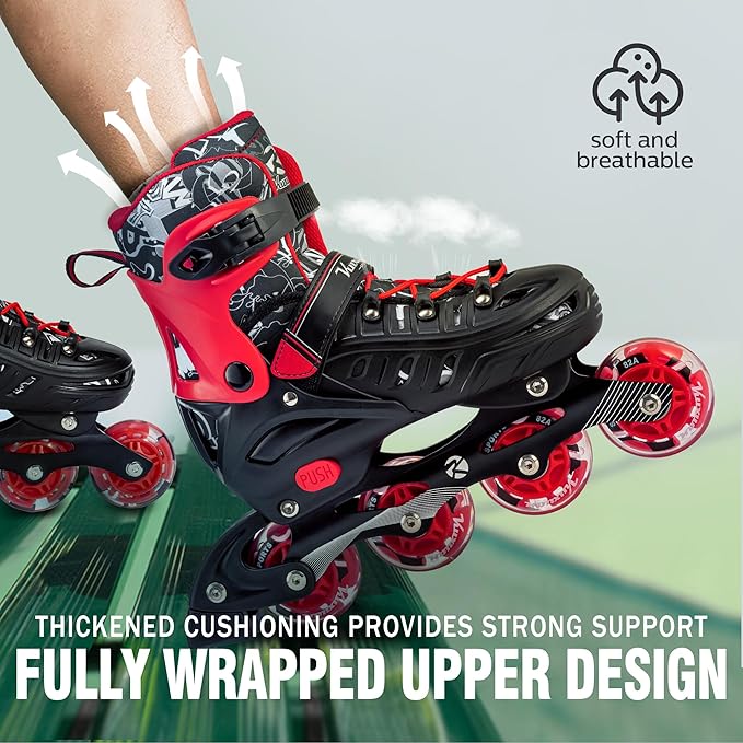 Inline Skates for Kids and Adult, Adjustable Fun Illuminating Skates for Girls, Boys, Women and Men Outdoor and Indoor, Beginner