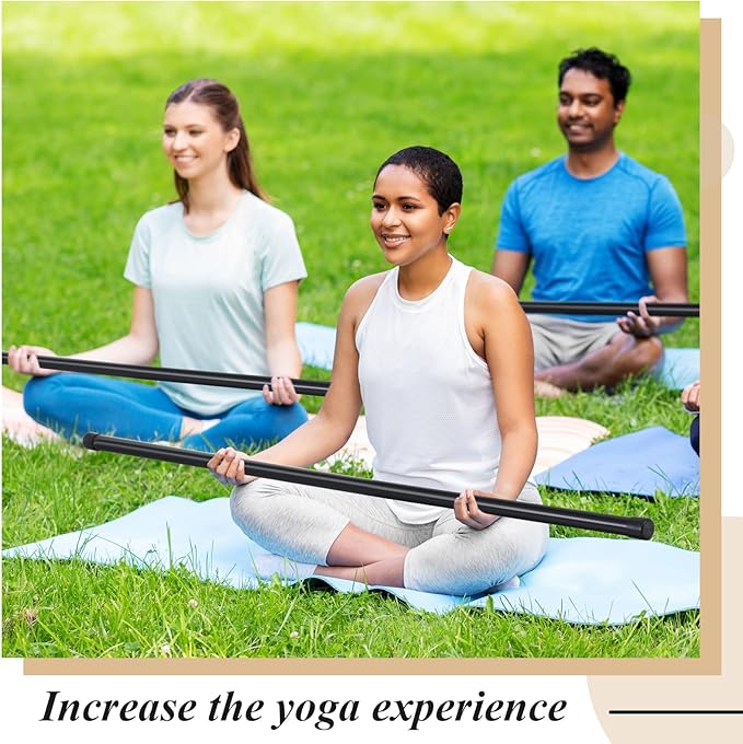 Hiboom 6 Pcs 5ft Yoga Stick Natural Bamboo Exercise Stick with Non-Slip Rubber Ends Stretching Tool Posture Corrector Stretch Tool for Flexibility, Workout, Balance Fitness