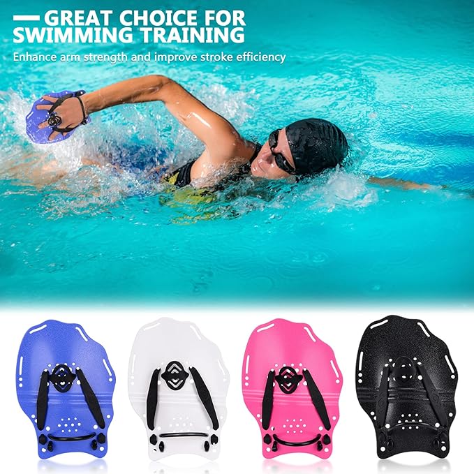 Hikeen Swim Paddle Hand for Adult and Junior, Swim Training Hand Paddles with Adjustable Straps, Swimming Hand Paddles for Training