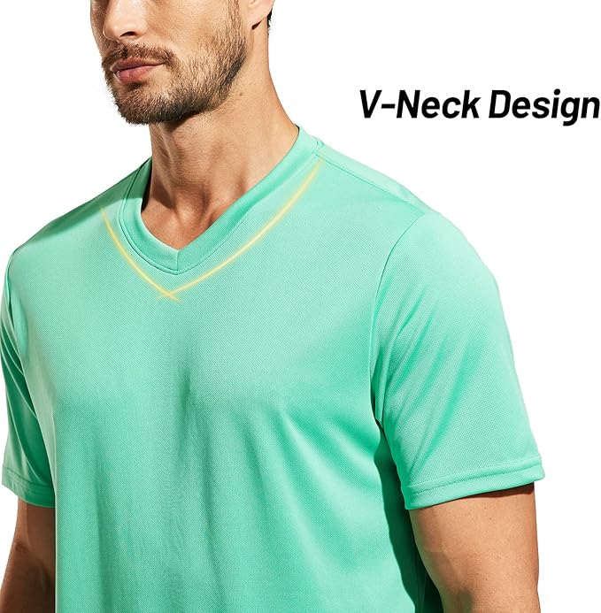 MIER Men's Quick Dry Workout Shirts Moisture Wicking Running Athletic Performance T-Shirts Recycled Polyester Top Tee