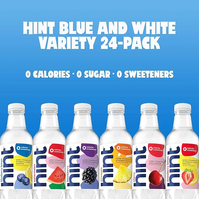 Hint Bottled Water, Best Sellers Variety Pack Bundle - Purified Flavored Water with Zero Calories, Sugar Free, Natural Flavors - 16 Fl Oz (Pack of 24)