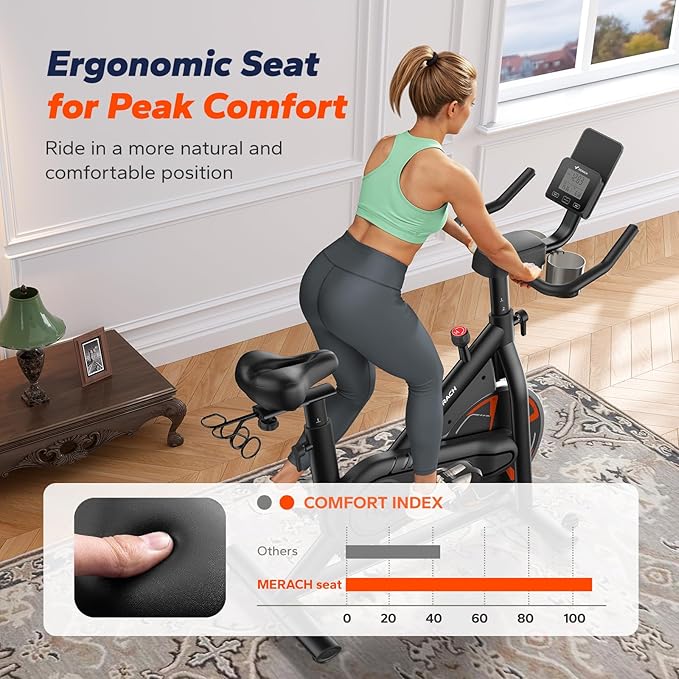 MERACH Indoor Cycling Bike, Exercise Bike for Home with Magnetic, Bluetooth Stationary Bike with APP Data Tracking, and Tablet Holder
