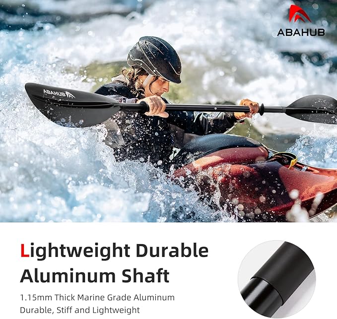 Abahub Kayak Paddle, 90.5 Inches Kayaking Oars for Boating, Canoeing with Free Paddle Leash, Aluminum Alloy Shaft Black/Blue/Green/Orange/Yellow Plastic Blades