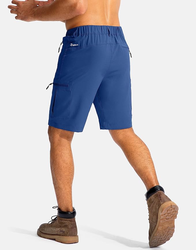 Pudolla Men's Hiking Cargo Shorts 9" Lightweight Outdoor Work Shorts for Men Travel Golf Camping Casual with 5 Zipper Pockets