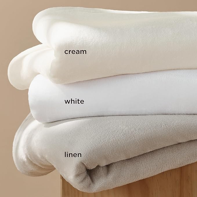 Bedsure Fleece Blankets Queen Size White - Bed Blanket Soft Lightweight Plush Fuzzy Cozy Luxury Microfiber, 90x90 inches