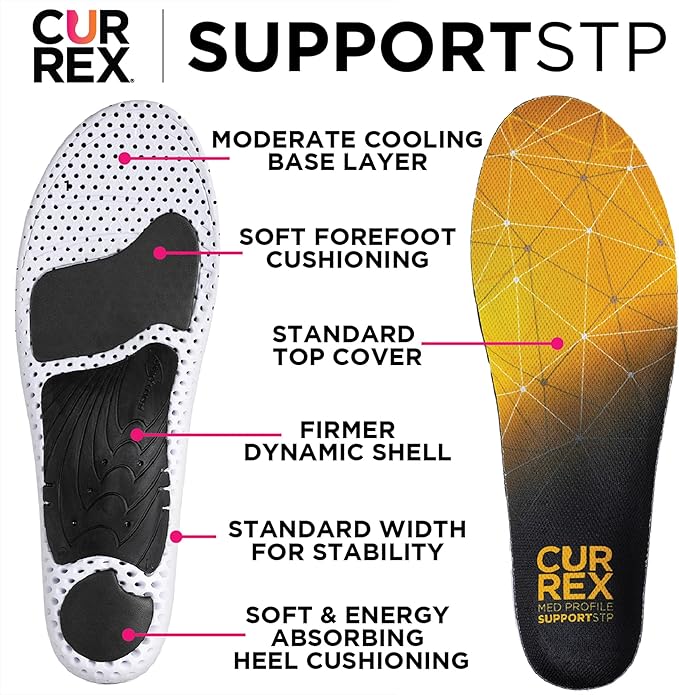 CURREX SupportSTP – Arch Support Insole w/Superior Cushioning & Airflow, Heavy Duty Shell for Less Fatigue – Comfort, Athletic, Casual and Work Shoe Inserts, Men & Women – High Arch, XL