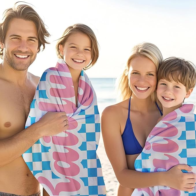 JML Personalized Beach Towel with Name, Custom Flower Beach Towel, Customized Microfiber Pool Towel, Quick Dry & Absorbent Swim Towel for Adult,Mother's Day, Birthday, Summer Holiday,Vacation