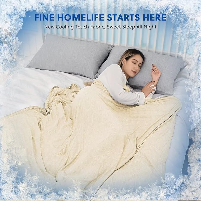 HOMFINE Cooling Blankets for Hot Sleepers - Summer Blanket Thin Lightweight Breathable Soft Double Side Enhanced Cooling for Bed Couch Sofa, Keep Cool for Night Sweats (Beige, 60 x 80 inches)