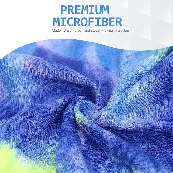 Eunzel Yoga Towel,Hot Yoga Mat Towel with Grip Dots Sweat Absorbent Non-Slip for Hot Yoga, Pilates and Workout 24" x72", Green & Blue