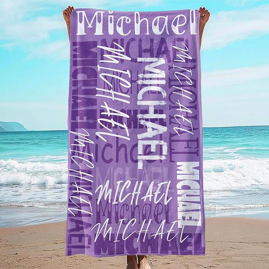 JML Personalized Beach Towel with Name, Custom Beach Towel with Name, Customized Microfiber Pool Towel, Quick Dry & Absorbent Swim Towel for Adult,Anniversary, Birthday, Summer Holiday,Vacation