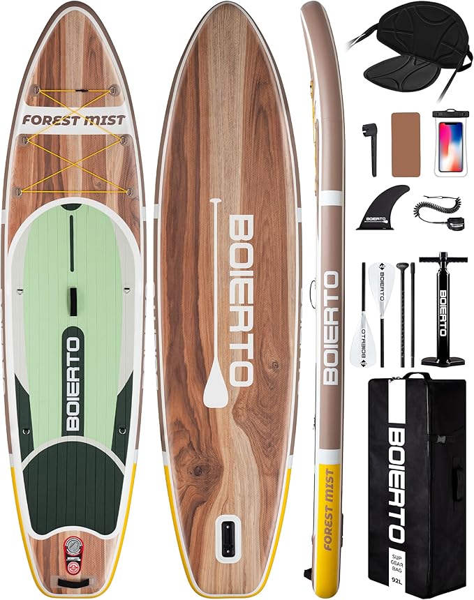 Inflatable Stand Up Paddle Board 10'8“*34"/11'*33" Extra Wide Paddle Boards for Adults, SUP with Premium Accessories & Nylon Backpack, Adjustable Paddle, Hand Pump, Bottom Fin, Leash