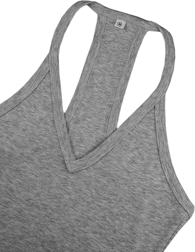 iGENJUN Workout Tops for Women Racerback Basic Tank Summer 2025 Camisole V Neck Slim Fit Ribbed Sleeveless