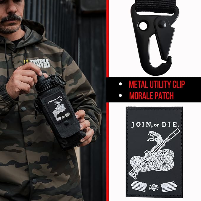 Iron InfideI Battle Bottle Sleeve - 64 oz and 32 oz Water Bottle Sleeve Only for Half Gallon 1L Steel Water Bottle | Rugged Cover with Molle for Versatile Design with Storage for Phone, Wallet & Keys