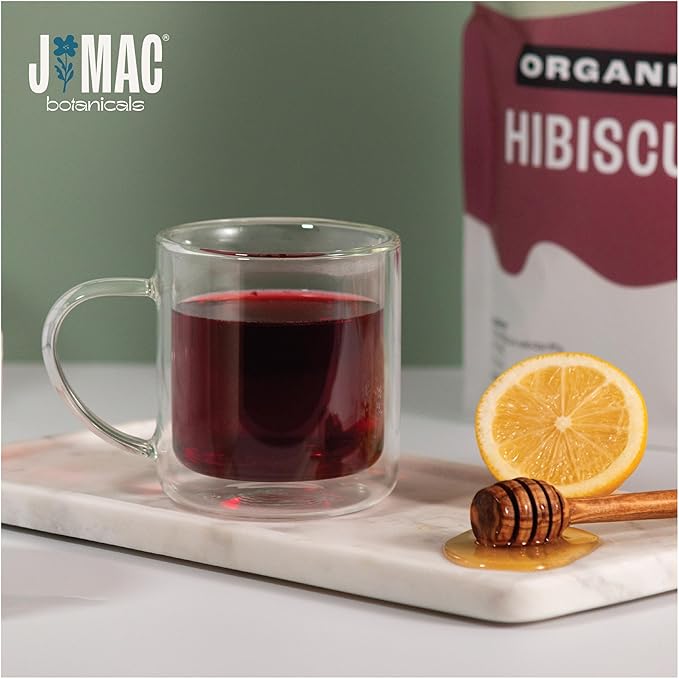 J MAC BOTANICALS Certified Organic Hibiscus Flower (2 Pounds), Hibiscus Tea, Cut & Sifted Flowers, Flor de Jamaica