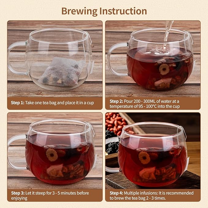 Kidney Tea Formula Ginseng Six Treasure Tea - Natural Chinese Traditional Herbal Ginseng Five Treasures Kidney Detox Cleanse Teabag For Men Women - 60 Bags