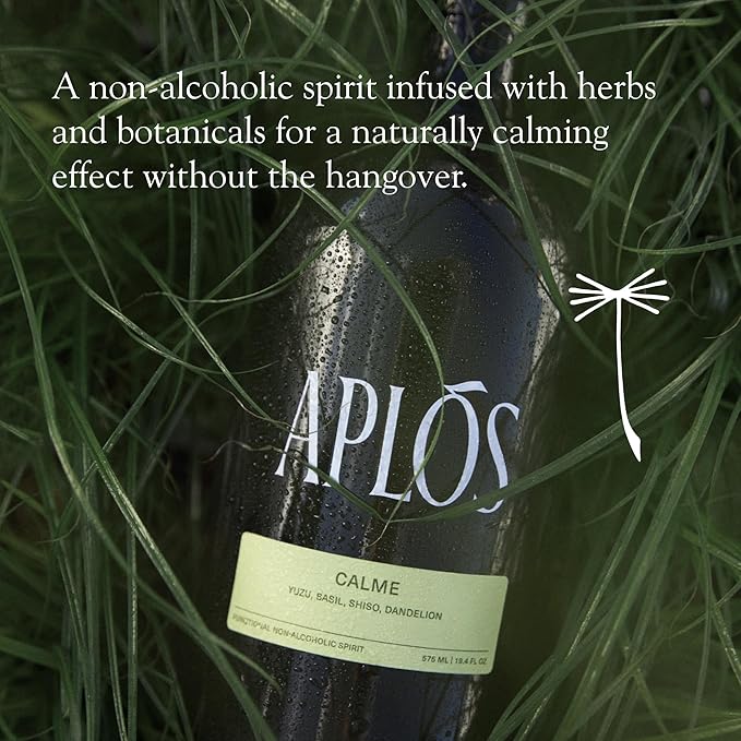 Aplós Calme Non Alcoholic Drink - Botanical Infused Calming Beverage Formulated to Relax and Unwind, Zero Sugar Beverage - 19.4 fl oz - 575ml