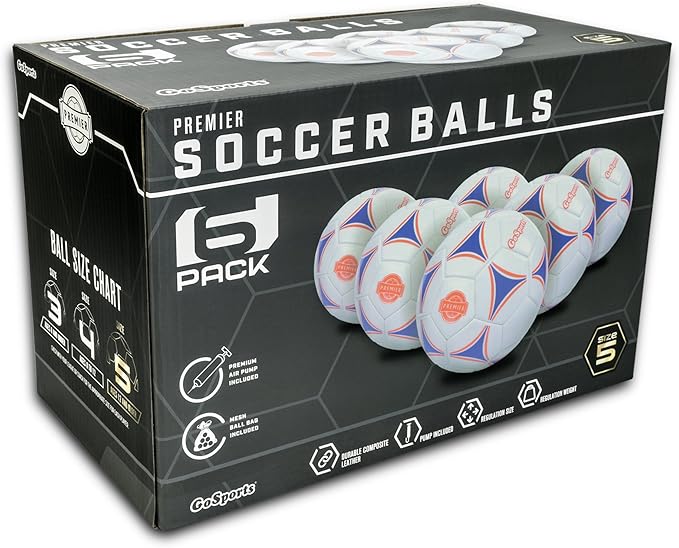 GoSports Premier Soccer Ball with Premium Pump 6 Pack, Size 3