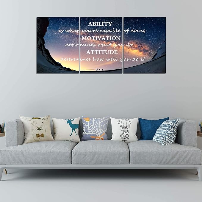 3 Panels Successful Inspirational Posters Quotes Wall Art Ability Modern Motivational Painting Picture Prints on Canvas Artwork Motto for Office Bedroom Decor Living Room Home Decor (72”Wx36”H)