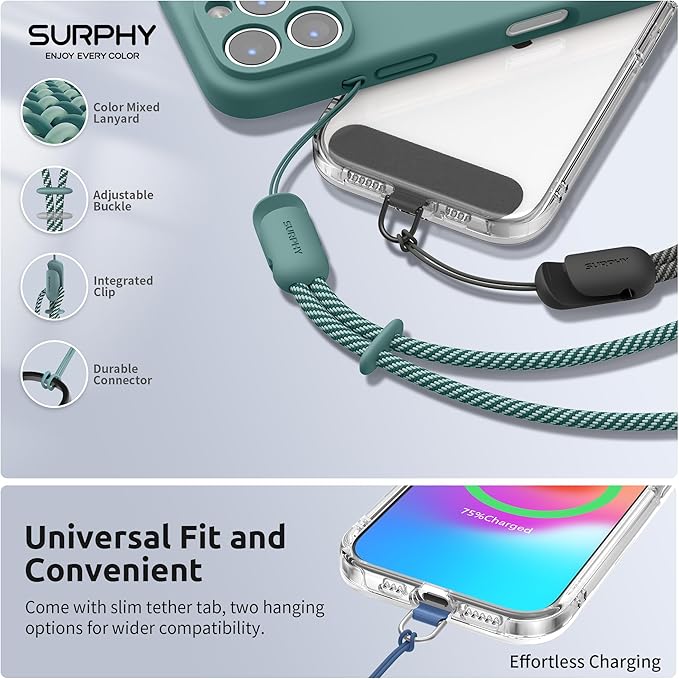 SURPHY 3 Pack Phone Wrist Strap with CellPhone Tether Tab, Cellphone Lanyard, Phone Strap with 2-Color Braided, Wrist Lanyard