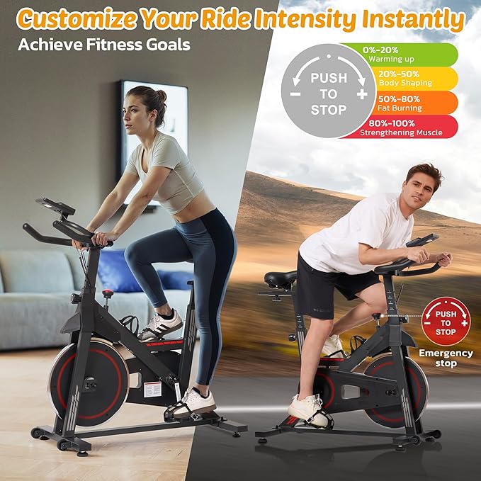 Exercise Bike Stationary Bikes for Home Cycling Bike Indoor Bike with Comfortable Seat Cushion LCD Monitor Silent Belt Drive 300 lbs Weight Capacity Heavy Flywheel