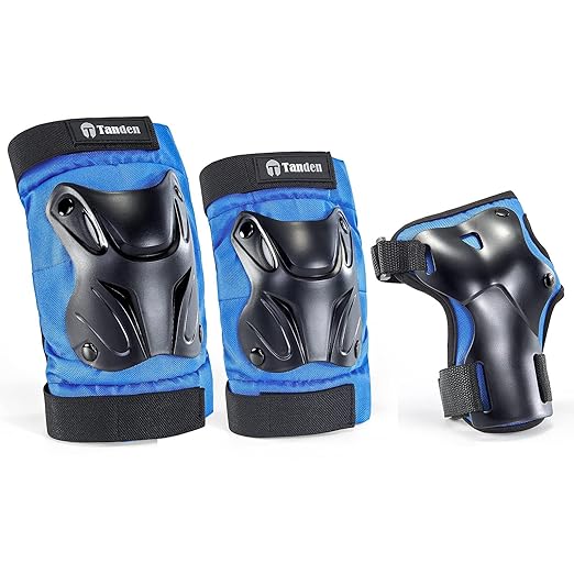 Skating Protective Gear Youth Knee and Elbow Pads Wrist Guards for Roller Skating Skateboarding, Skate Pads Youth Knee Pads Blue