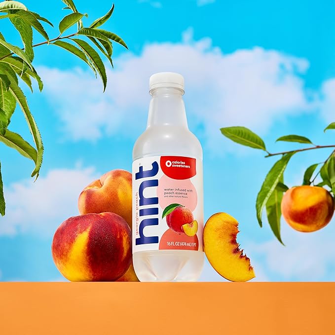 Hint Fruit-Infused Bottled Water, Georgia Peach - Sugar Free Flavored Water with Zero Calories, Naturally Flavored, and No Artificial Sweeteners - 16 Fl Oz (Pack of 12)