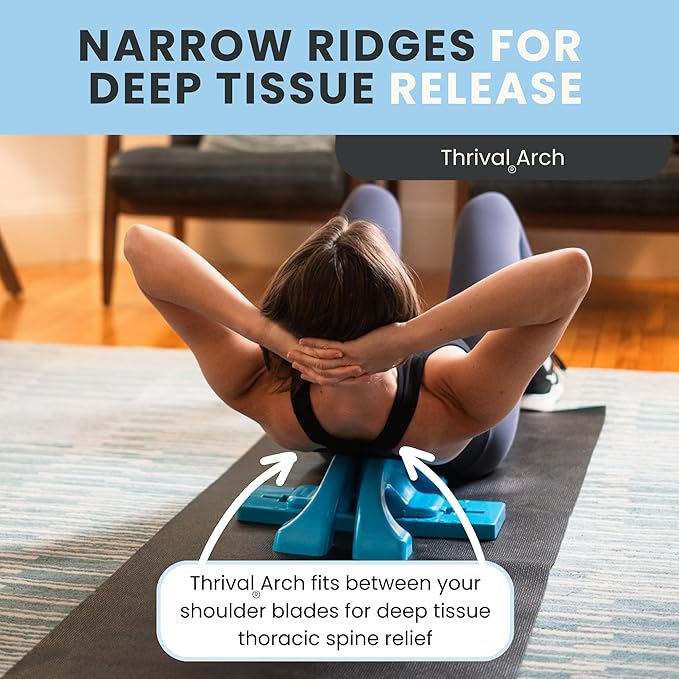 Thrival Arch Back Stretcher - Specialized Psoas Muscle Release Tool for Hip Flexor, Back, Glute, Iliacus, and Neck - Spine Decompressor, Trigger Point, and Myofascial Release – Blue