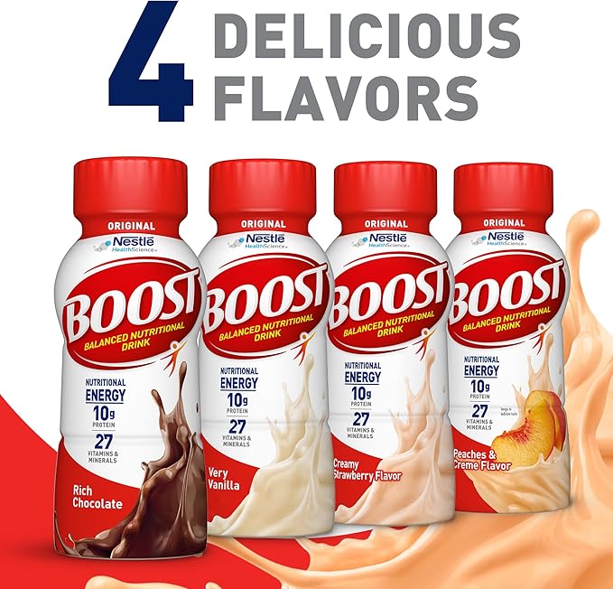 BOOST Original Nutritional Drink, Peaches & Cream, 8 fl oz (Pack of 24)