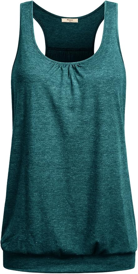 Miusey Womens Sleeveless Round Neck Loose Fit Racerback Yoga Tank Top