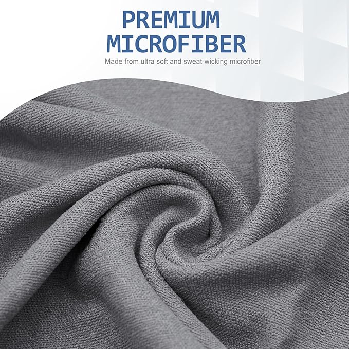 Eunzel Yoga Towel,Hot Yoga Mat Towel with Grip Dots Sweat Absorbent Non-Slip for Hot Yoga, Pilates and Workout 24" x72", Dark Gray