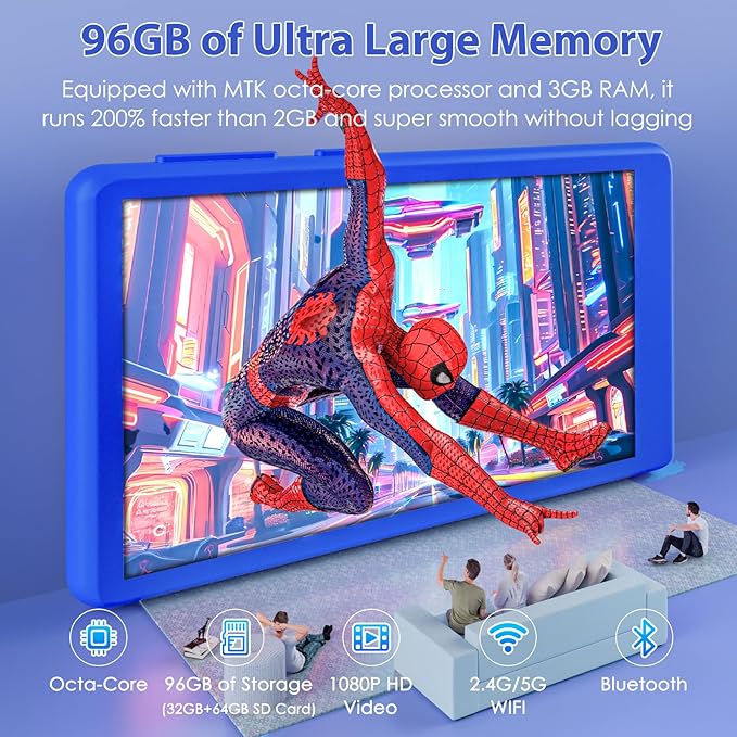 96GB MP3 Player with Bluetooth and WiFi, 4.1" Touch Screen, Silicone Protective case, Octa-core, MP4 Player for Spotify, Pandora, 96GB Storage Up to 1Tb, Android Music Player for Parental Control, FM