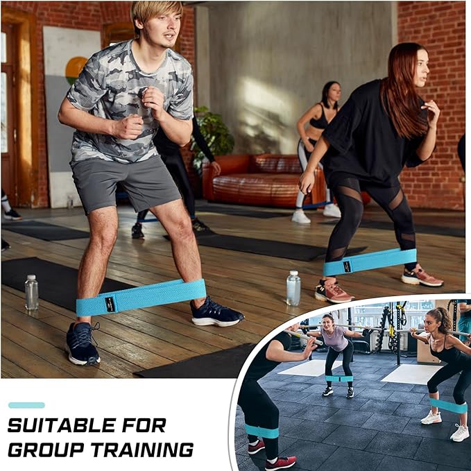 12 Pcs Fabric Resistance Bands for Working Out Booty Workout Stretch Exercise Bands Non Slip for Legs Squat Resistance Loop for Women Men Starter Butt Hip Thigh Fitness