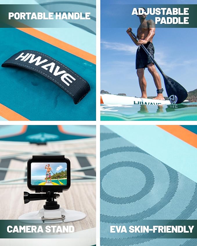 Inflatable Paddle Board 11 '* 34 "* 6" Extra Wide Sup Board, 420lb Capacity Paddle Board for Adults, Suitable for Sea and Lakes, 2+1Family Board